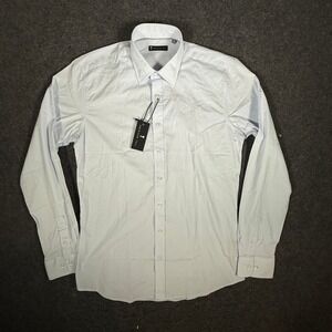 NWT American Tall Mens Light Blue Pinstripe Dress Shirt LS Button Up M Semi